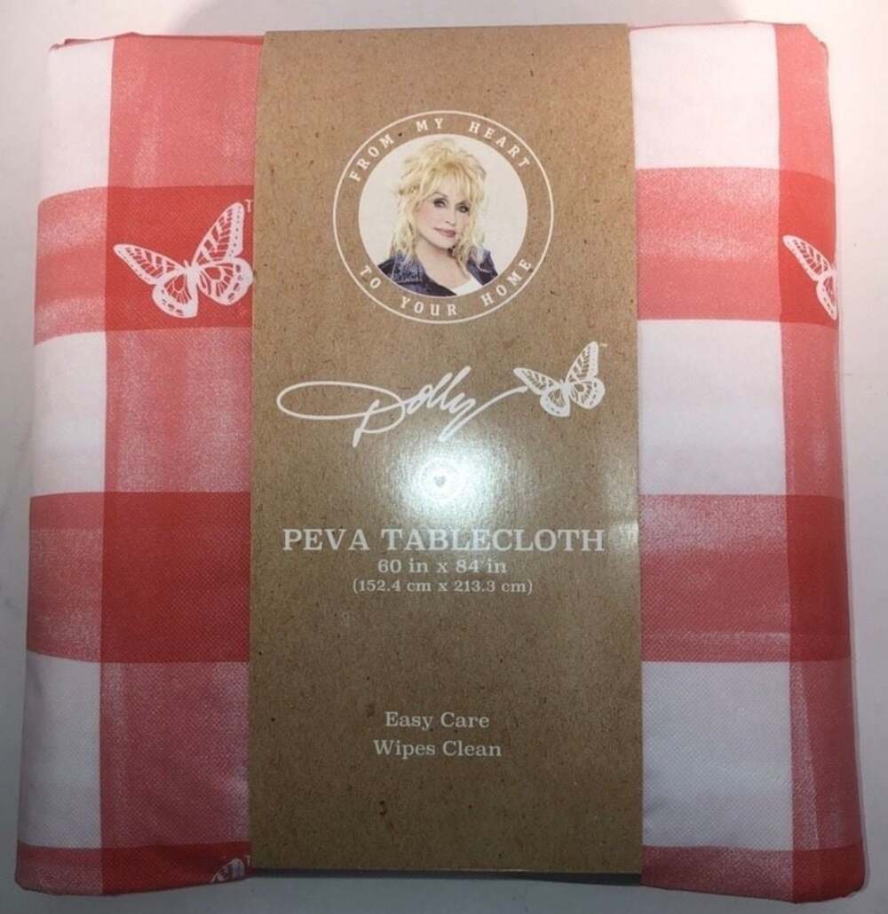 Dolly Parton From My Heart To Your Home PEVA Tablecloth 60 in x 84 in Red Gingha